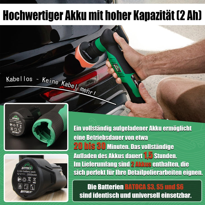 Mini Poliermaschine Akku 3-in-1 Rotation &amp; Exzenter 6 Stufen für Autopflege - Bild 5