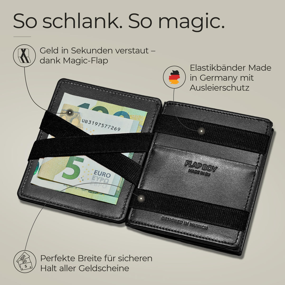 Magic Wallet Echtleder mit Münzfach und RFID-Schutz, flach - Bild 2