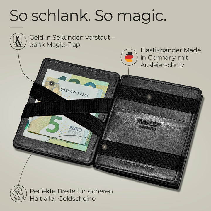 Magic Wallet Echtleder mit Münzfach und RFID-Schutz, flach - Bild 2