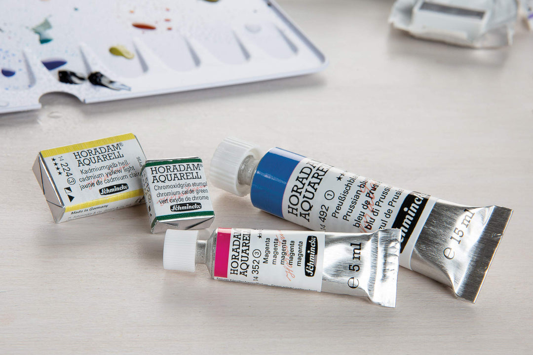 Aquarell-Leerkasten Metall schwarz für 10x15ml Tuben mit Mischpalette - Bild 5