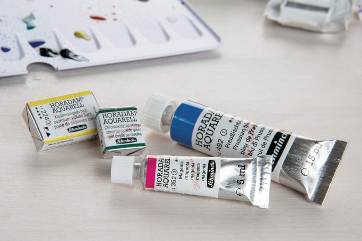 Aquarell-Leerkasten Metall schwarz für 10x15ml Tuben mit Mischpalette - Bild 5