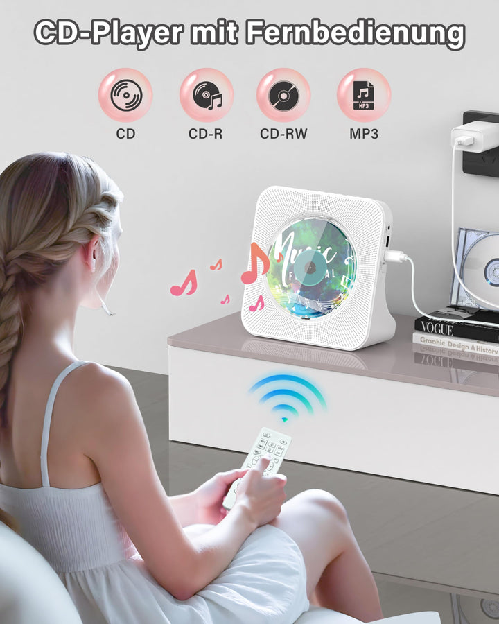 CD-Player mit Bluetooth und Fernbedienung, Dual-Lautsprecher, FM-Radio - Bild 2