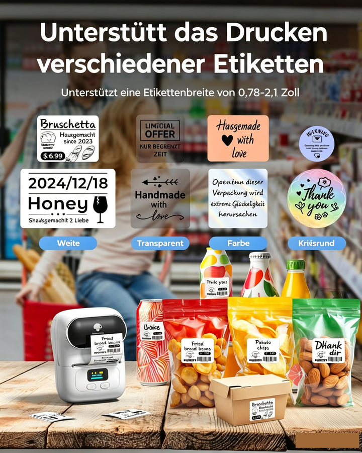 Etikettendrucker Bluetooth Thermodruck 203 dpi 20-50 mm Druckbreite - Bild 3