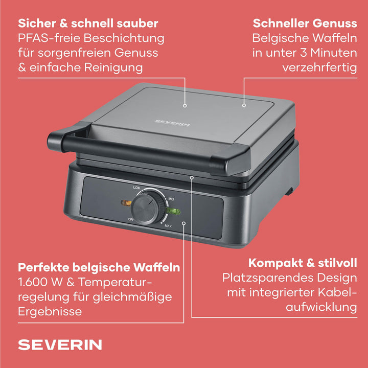 Waffeleisen belgische Waffeln Keramik PFAS-frei 1600 Watt - Bild 4