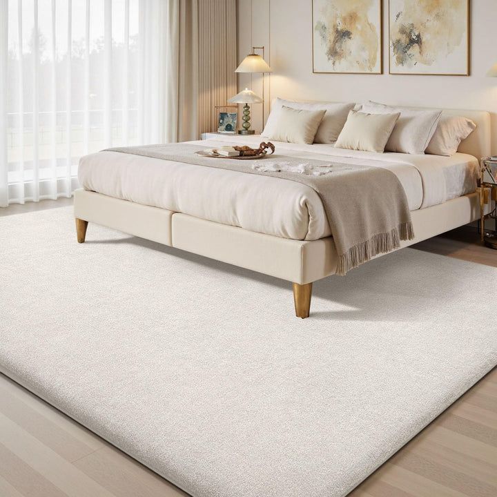 Flauschiger Hochflor Teppich Creme 200x300cm mit Rutschstopp - Bild 7