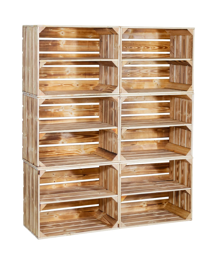 Holzkisten-Regal flambiert 6er-Set mit Zwischenboden 50x40x30cm - Bild 9