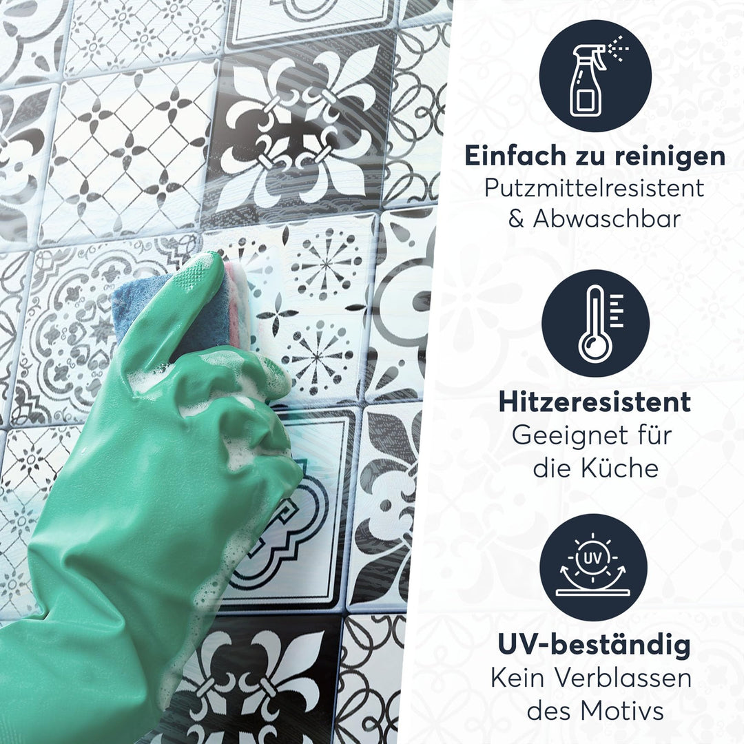 Fliesensticker Mosaik Schwarz-Weiss Vinyl selbstklebend 72er-Set 10x10 cm - Bild 6