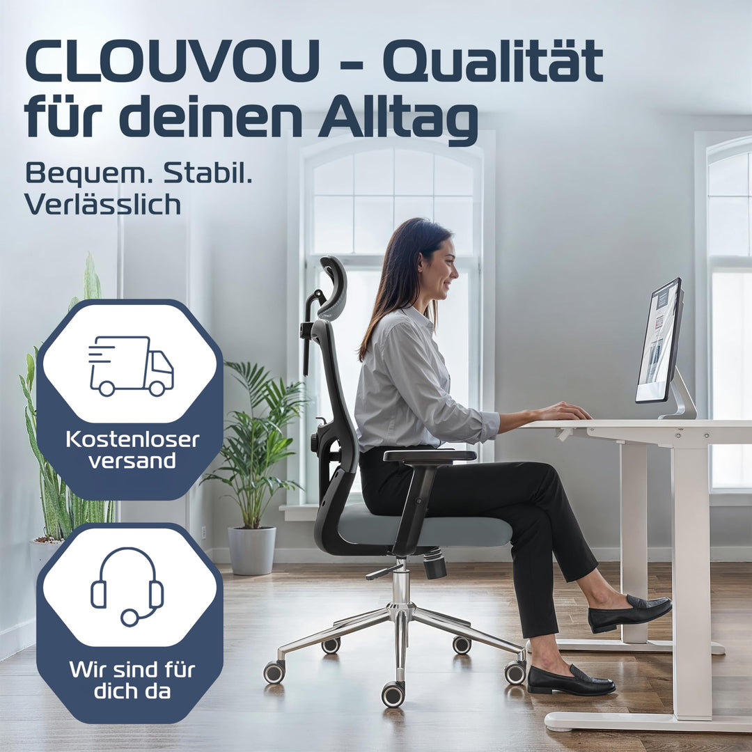 Bürostuhl Ergonomisch Mesh 150 kg bis 190 cm mit Lordosenstütze - Bild 8