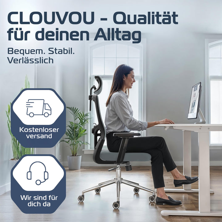 Bürostuhl Ergonomisch Mesh 150 kg bis 190 cm mit Lordosenstütze - Bild 8