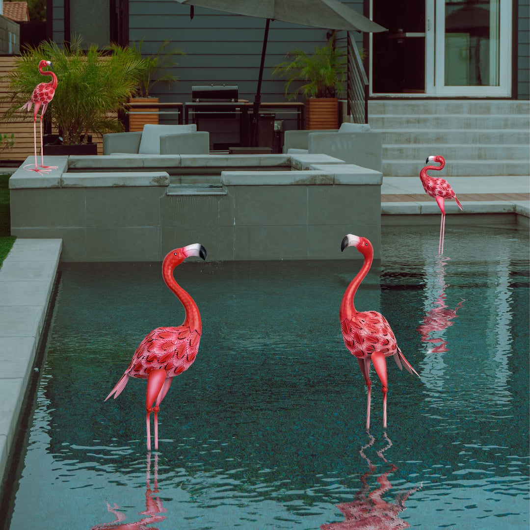 Flamingo Gartenfiguren Metall 2er-Set 65/59 cm Rot-Rosa - Bild 7