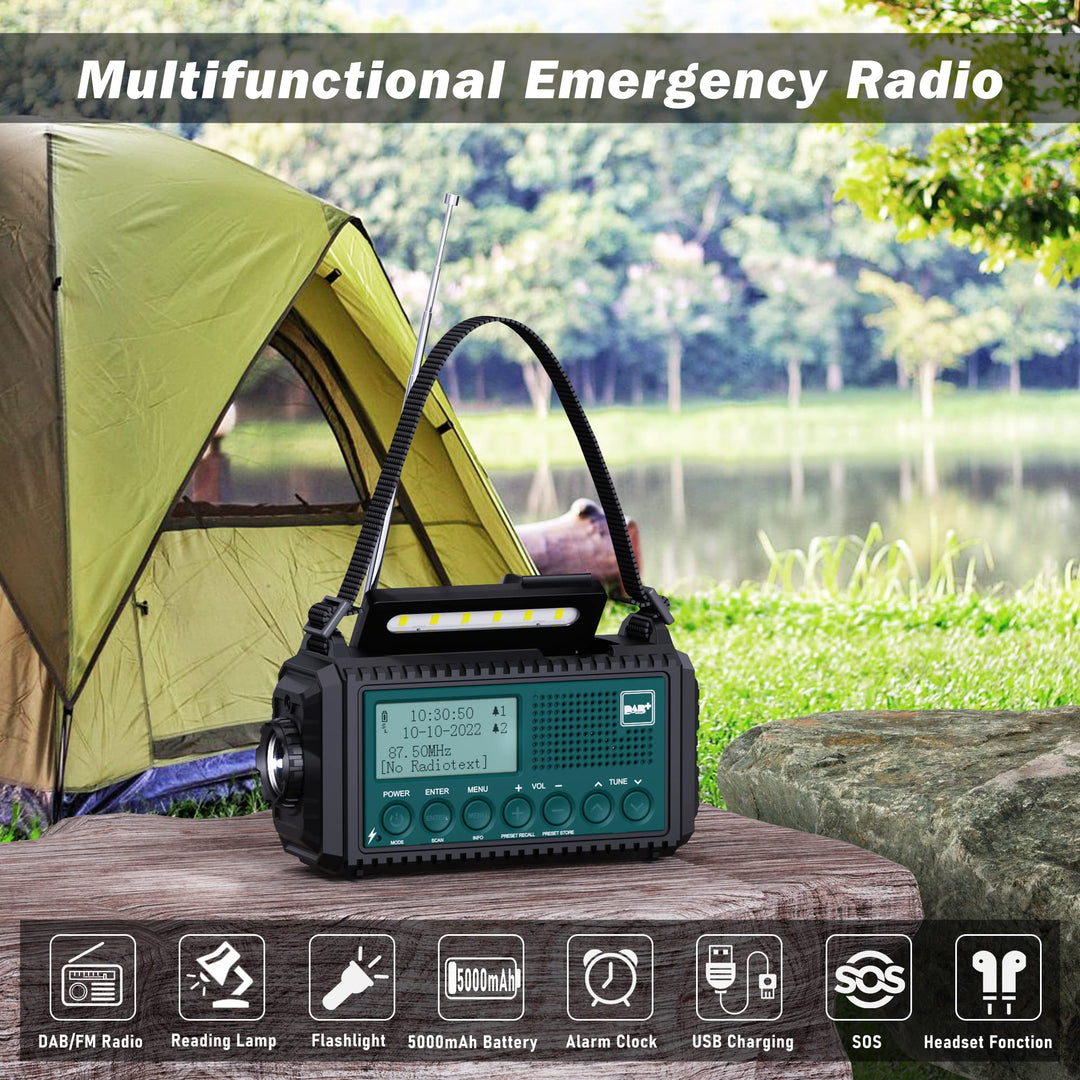 Kurbelradio DAB+ UKW mit 5000mAh Akku, SOS-Alarm &amp; Taschenlampe - Bild 3