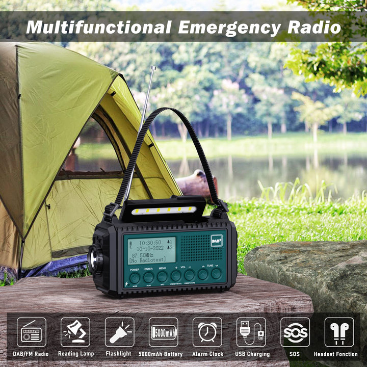 Kurbelradio DAB+ UKW mit 5000mAh Akku, SOS-Alarm &amp; Taschenlampe - Bild 3