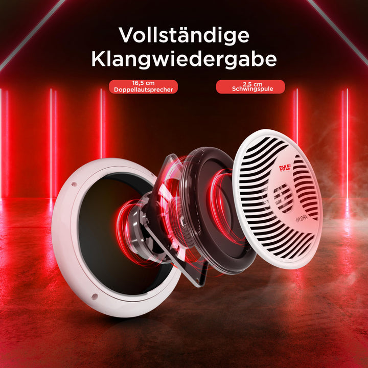 Marine-Lautsprecher 16,5 cm wasserfest 150W Weiss 2er-Set - Bild 5