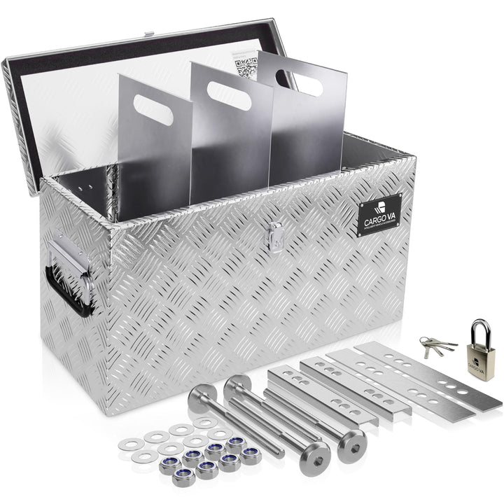 Deichselbox abschliessbar Aluminium 60x25x30cm mit 3 Fächern