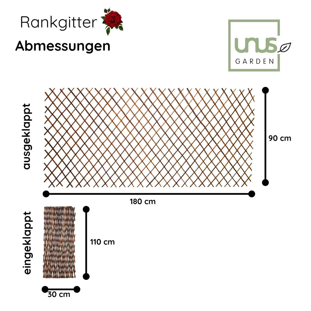 Rankgitter Weide ausziehbar 5er Set bis 180x90 cm Kletterpflanzen - Bild 3