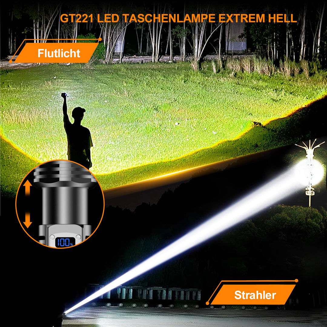 LED Taschenlampe 60W XHM100 Chip stufenlos dimmbar IPX6 Outdoor - Bild 2