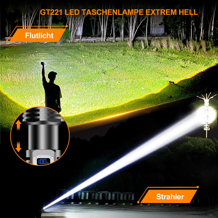 LED Taschenlampe 60W XHM100 Chip stufenlos dimmbar IPX6 Outdoor - Bild 2