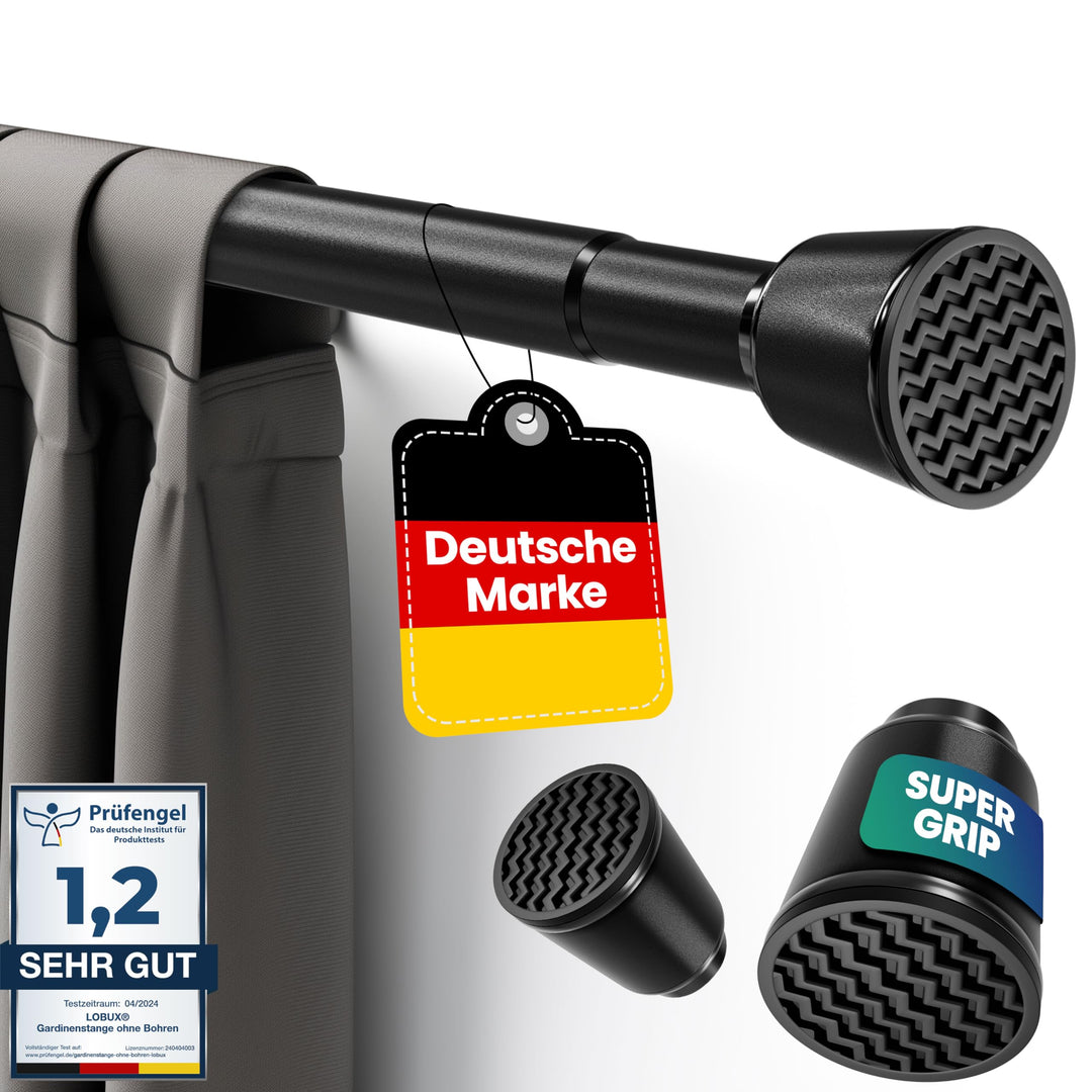 Teleskopstange ohne Bohren Schwarz 210-300 cm Ø 32 mm Karbonstahl