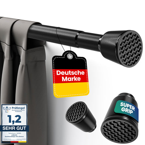 Teleskopstange ohne Bohren schwarz 110–250 cm Ø 32 mm Karbonstahl