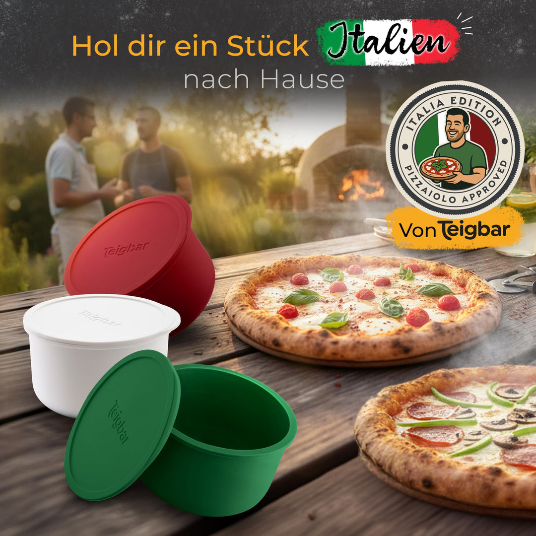 Pizzaballenbox Silikon 6er-Set mit Deckel für bis 350g Teig - Bild 7