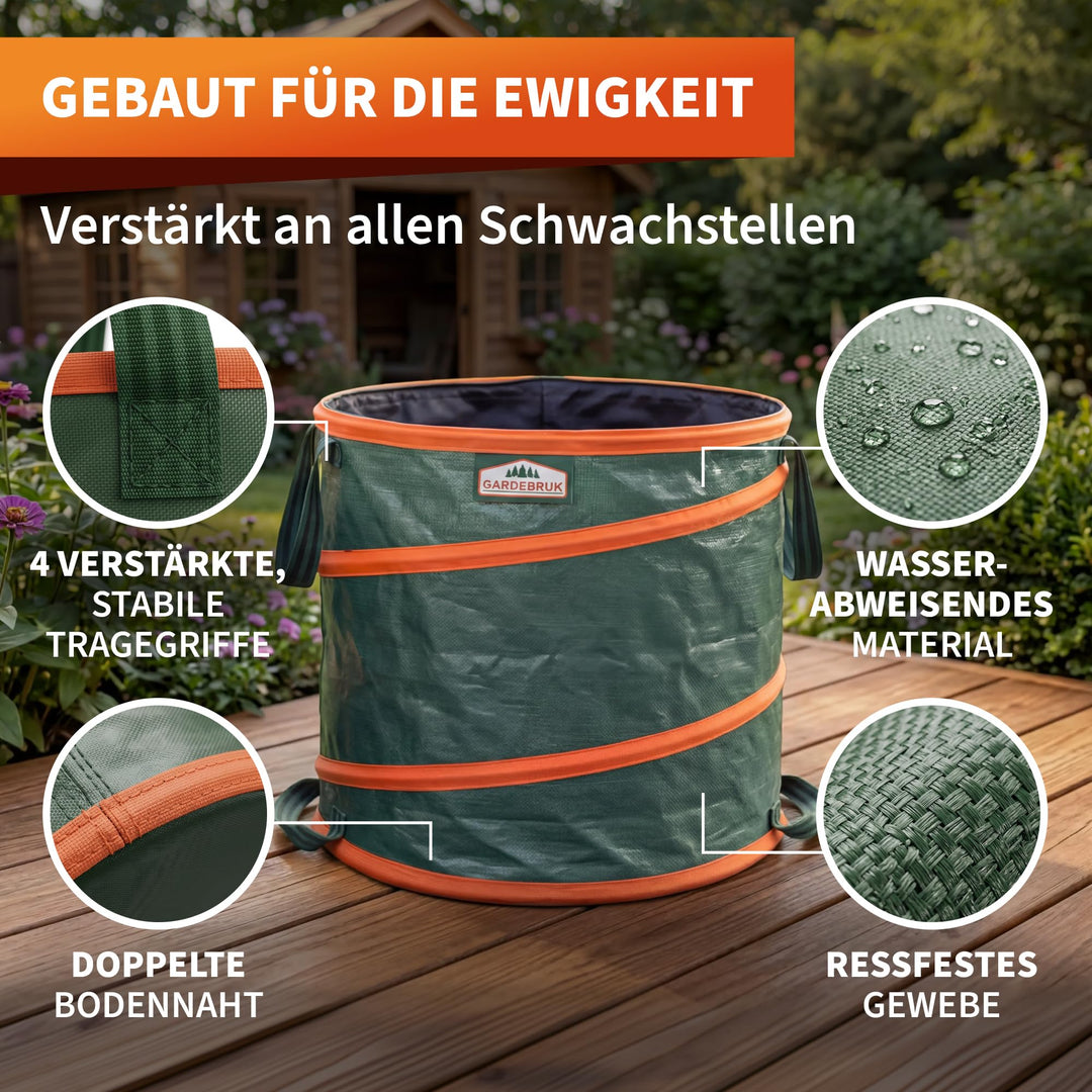 Gartenabfallsack Pop-Up 3er-Set 165 L Polyethylen mit Kordel - Bild 4