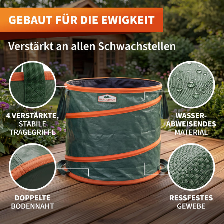 Gartenabfallsack Pop-Up 3er-Set 165 L Polyethylen mit Kordel - Bild 4