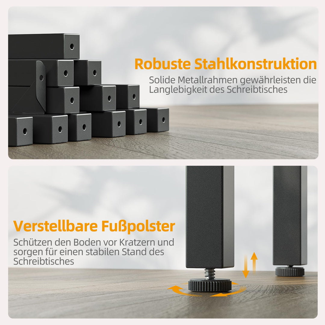 Eckschreibtisch L-Form 120x70 cm mit Steckdosenleiste USB-C schwarz - Bild 5