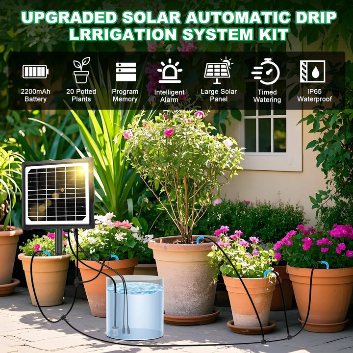Solar Bewässerungssystem Automatisch für 20 Topfpflanzen 20m Schlauch - Bild 2