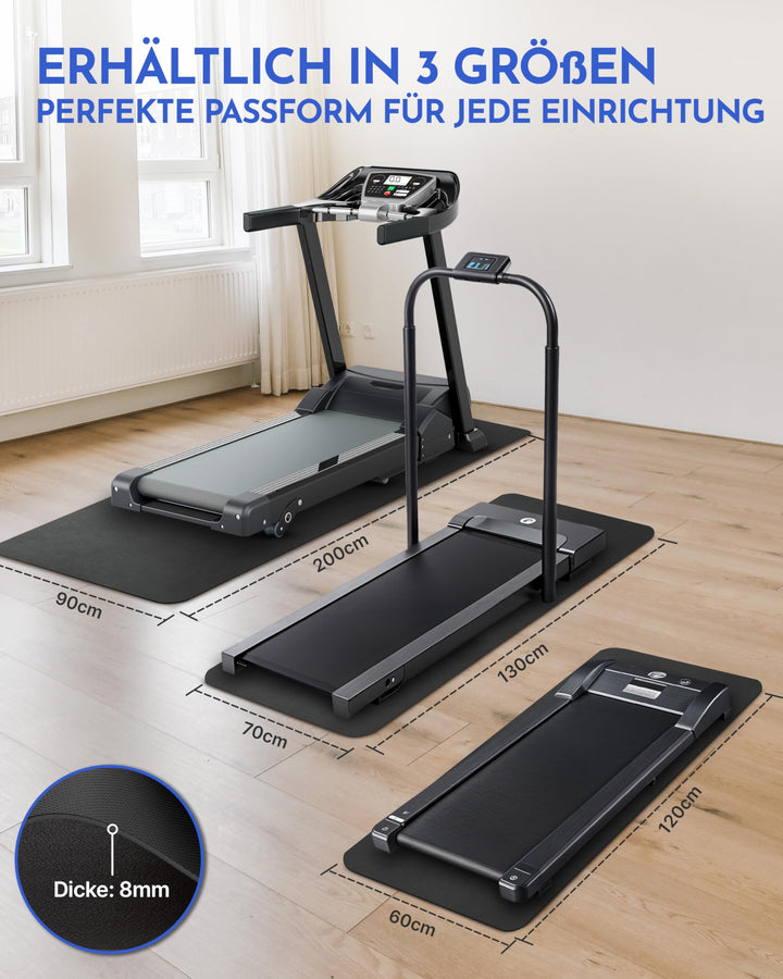 Bodenschutzmatte Fitnessgeräte 200x90cm 8mm rutschfest schwarz - Bild 3