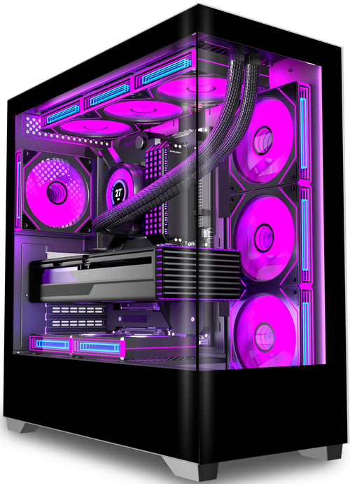 ATX Mid-Tower PC-Gehäuse 270° Panorama-Glas 7x ARGB Lüfter