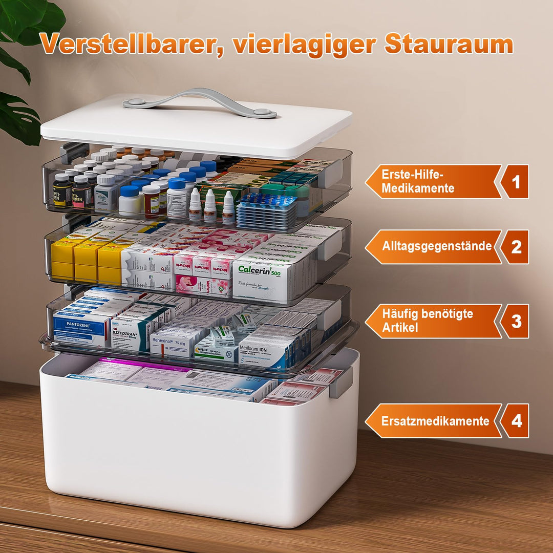 Medikamentenbox 4-lagig mit Tragegriff Hausapotheke 37x23x32 cm - Bild 4
