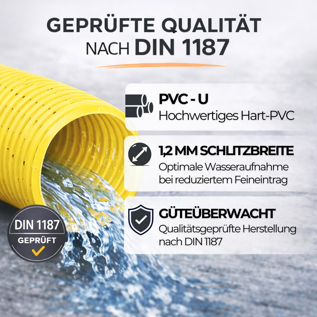 Drainagerohr DN50 10m mit Filtervlies PVC flexibel geschlitzt - Bild 3