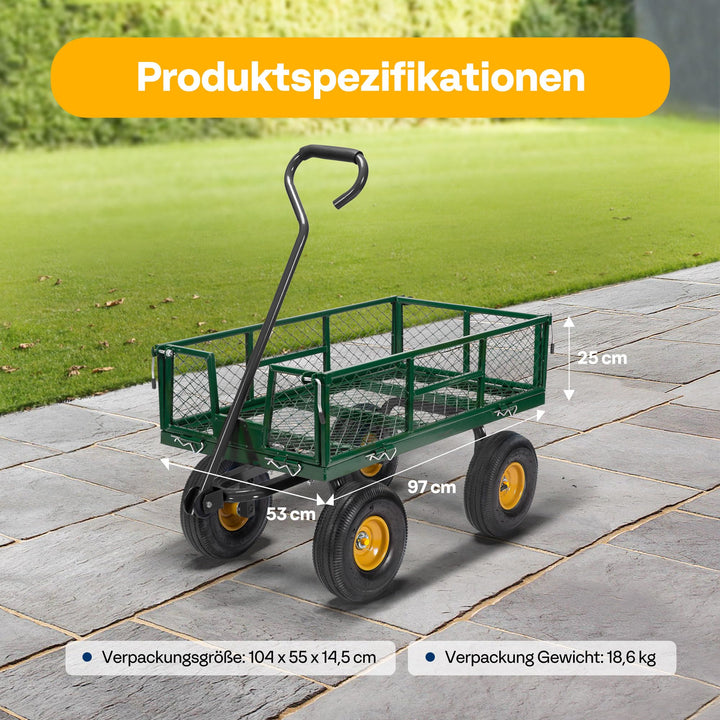 Gartenwagen Bollerwagen 400 kg Stahl abnehmbare Seitenwände - Bild 7
