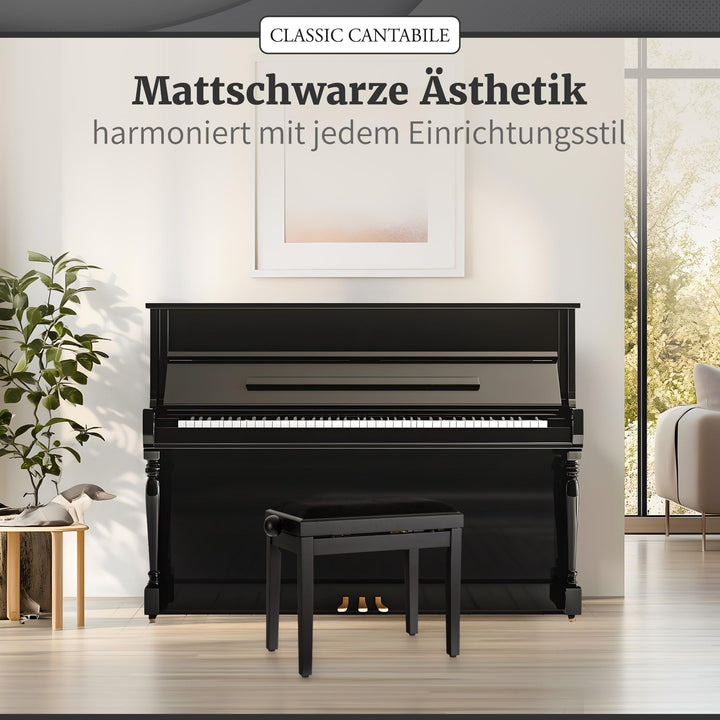 Klavierbank höhenverstellbar 47-56 cm gepolstert Kordbezug schwarz - Bild 8