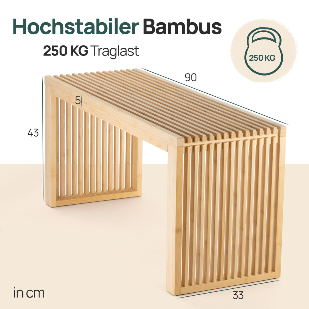Sitzbank Bambus ohne Lehne für Flur und Esszimmer - Bild 3