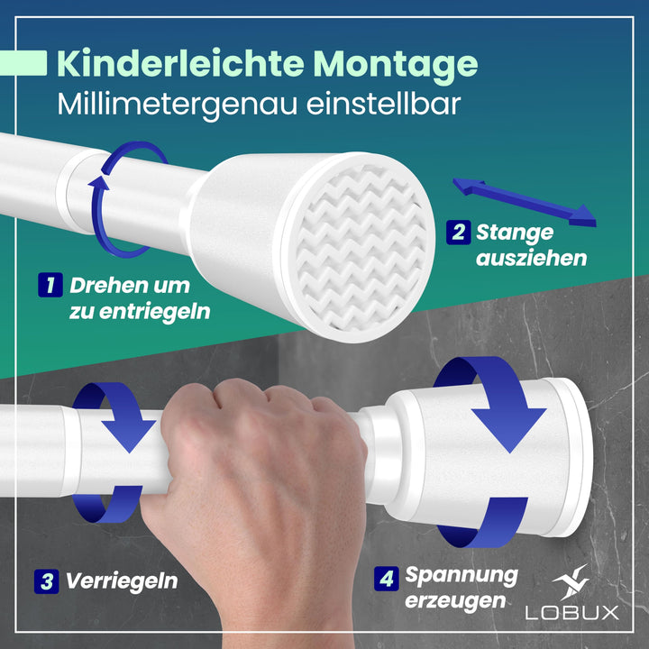 Teleskopstange ohne Bohren Weiss 210-300 cm Ø 32 mm Karbonstahl - Bild 6