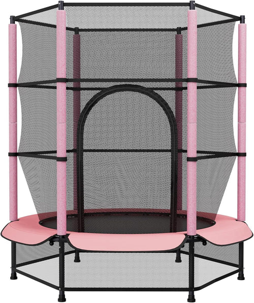 Kindertrampolin mit Sicherheitsnetz Ø140cm Indoor Outdoor rosa