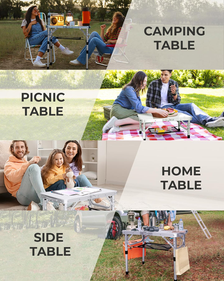 Campingtisch klappbar höhenverstellbar Aluminium 60x40 cm mit Netzablage - Bild 9