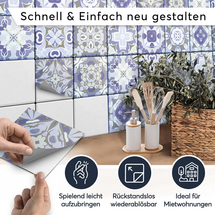 Fliesensticker Mosaik Vinyl selbstklebend 10x10 cm 36-teilig Bad Küche - Bild 2