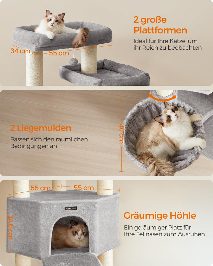 Kratzbaum XXL Sisal 186 cm hoch 5 Ebenen für mehrere Katzen - Bild 4