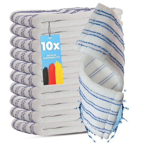 Microfaser Wischbezug 40cm mit Abrasivstreifen 10er-Set für Parkett und Fliesen