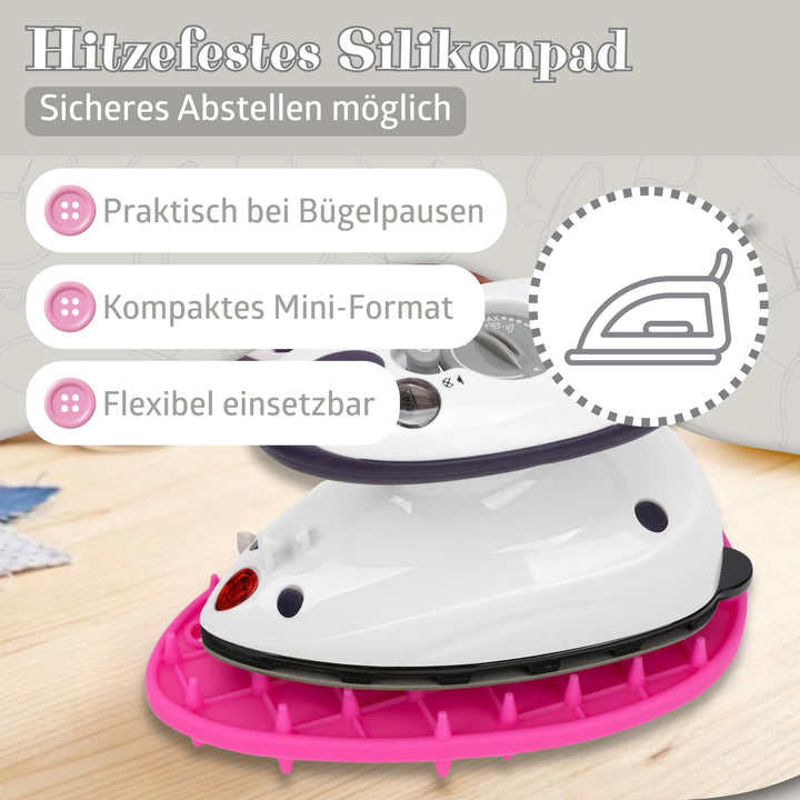 Mini Dampfbügeleisen Set mit Silikonablage, 420g, 60-230°C, Reise - Bild 6