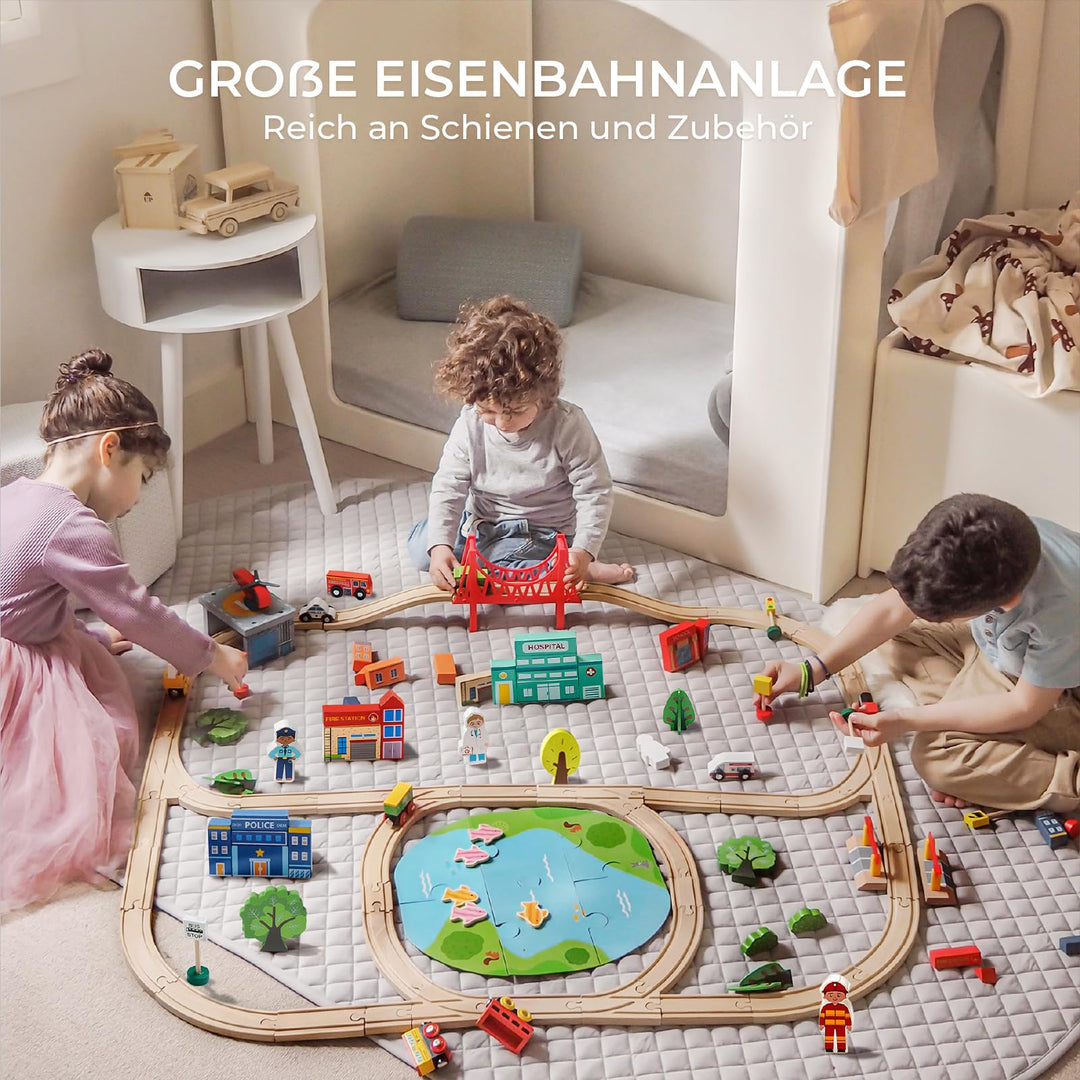 Holzeisenbahn Set 110-teilig mit Angelspiel für Kinder ab 3 - Bild 7