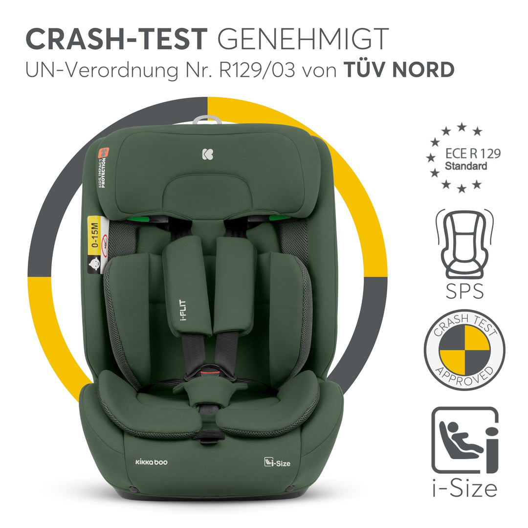 Kindersitz i-Size ISOFIX 9-36 kg Gruppe 1/2/3 Armeegrün - Bild 2