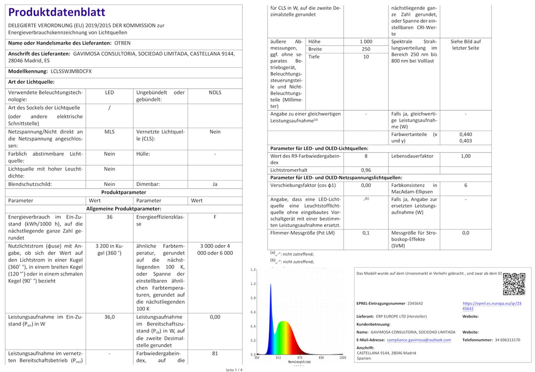 LED Deckenleuchte Panel 100x25cm dimmbar 36W Warmweiss-Tageslichtweis - Bild 8