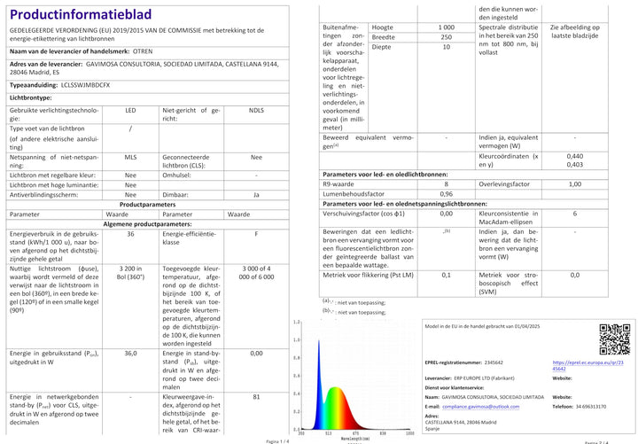 LED Deckenleuchte Panel 100x25cm dimmbar 36W Warmweiss-Tageslichtweis