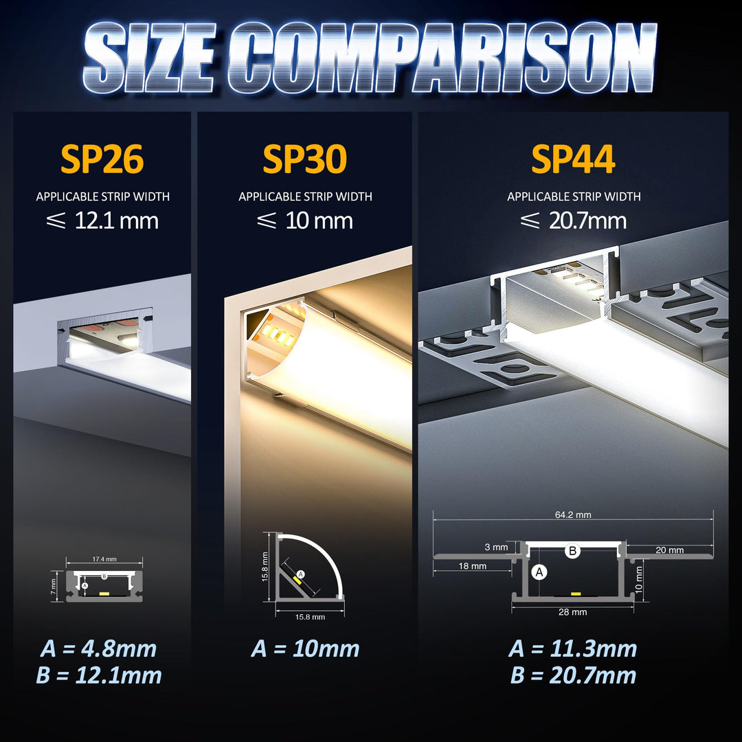 LED Unterputzprofil Aluminium 2m Set 10x für 20mm Streifen Trockenbau - Bild 8