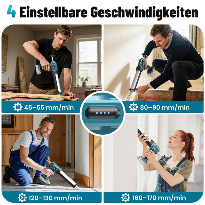 Akku-Kartuschenpistole 18V mit LED und 4 Geschwindigkeiten für 300-ml-Kartuschen - Bild 4