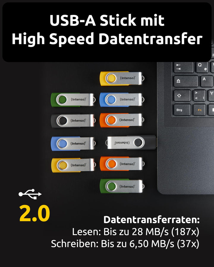 USB-Stick 8 GB 10er-Pack USB 2.0 mit Schwenkbügel mehrfarbig - Bild 4