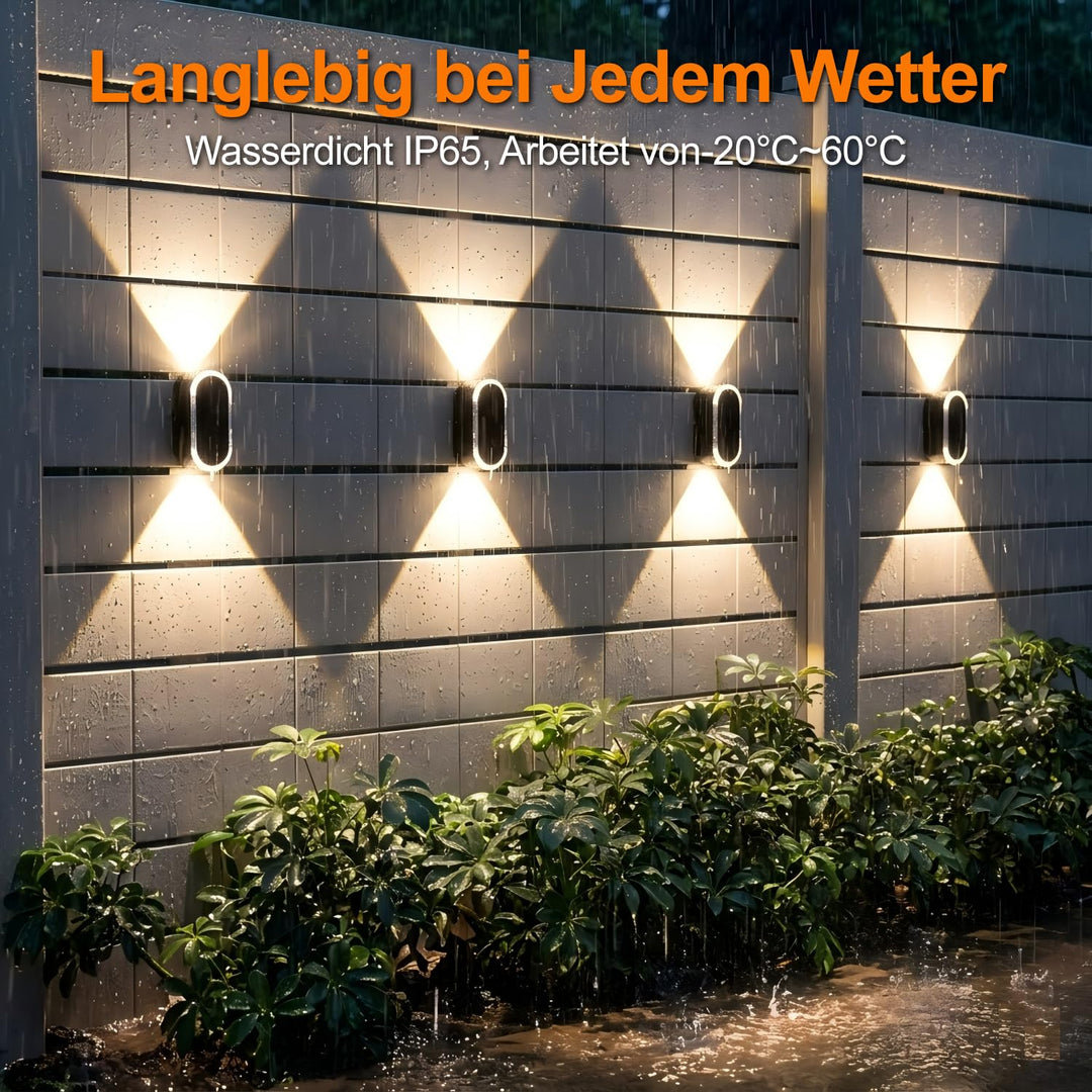 Solar Wandleuchte Aussen Up Down IP65 8er Set 3 Lichtfarben - Bild 4
